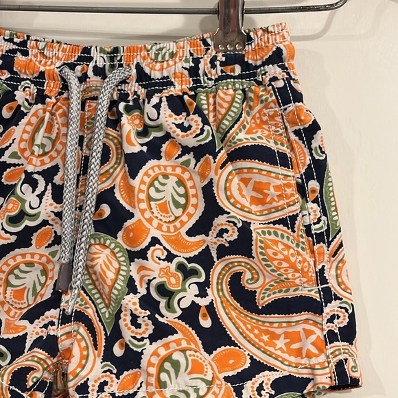 VILEBREQUIN Toddler 2T Swim Trunks Bathing Suit Turtles Paisley Navy Orange EUC - Picture 2 of 6